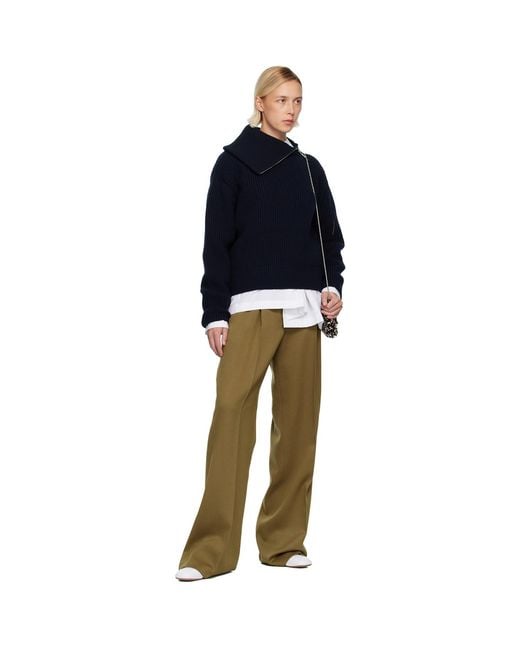 Dries Van Noten Green Tailored Wool Trousers