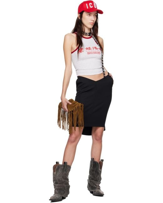 DSquared² Black Plunged Tailor Miniskirt