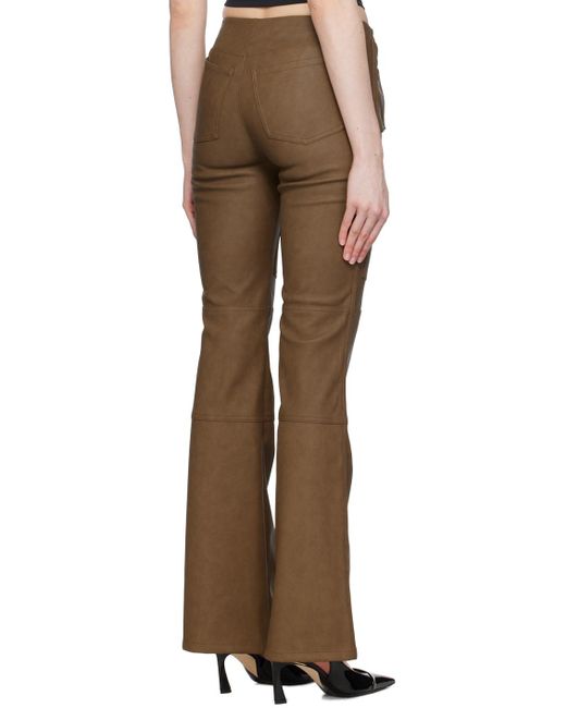 M I S B H V Brown Moto Faux-Leather Trousers