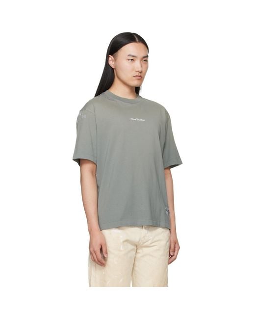 Acne Gray Mended Logo T-Shirt for men
