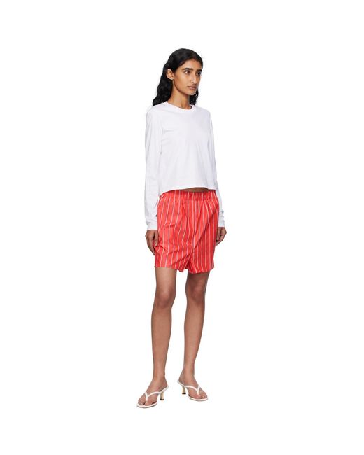 Frankie Shop Red Lui Striped Cotton Boxer Shorts