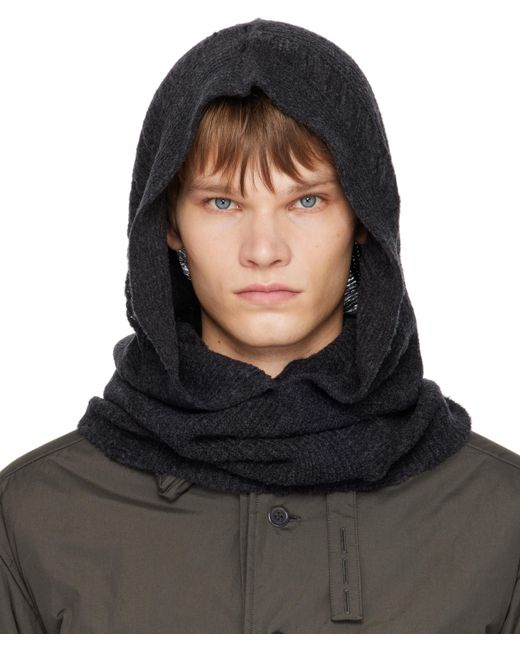 Yohji Yamamoto Black Wool Balaclava Hood for men