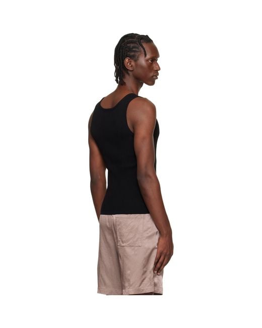 Dries Van Noten Black Rib Knit Tank Top for men