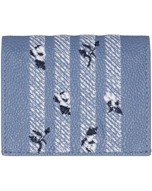 Thom e porte-cartes bleu en cuir grainé à quatre rayures et à deux volets Thom Browne pour homme en coloris Blue