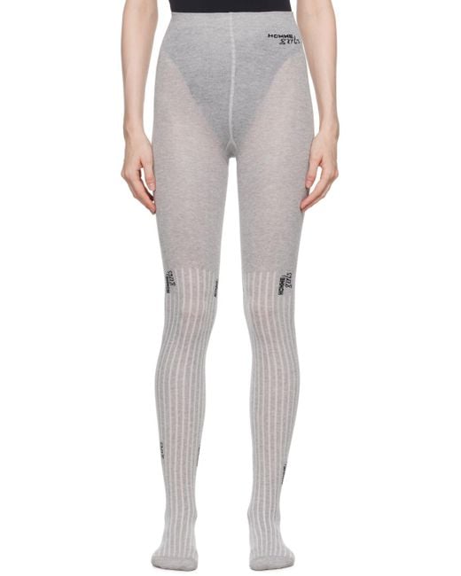 HOMMEGIRLS グレー Hgロゴ タイツ | Lyst