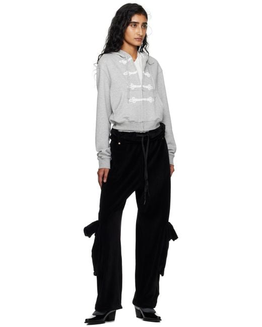 OPEN YY Rolled Waist Velour Cargo Pants in Black | Lyst