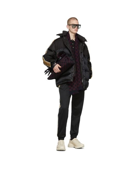 Gucci GG Jacquard Nylon Padded Coat in Black for Men | Lyst