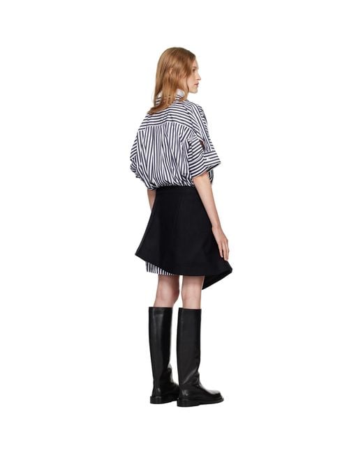 Sacai Black Striped Paneled Mini Dress