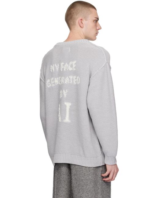 Pull gris à image et texte en tricot jacquard Doublet pour homme en coloris Gray