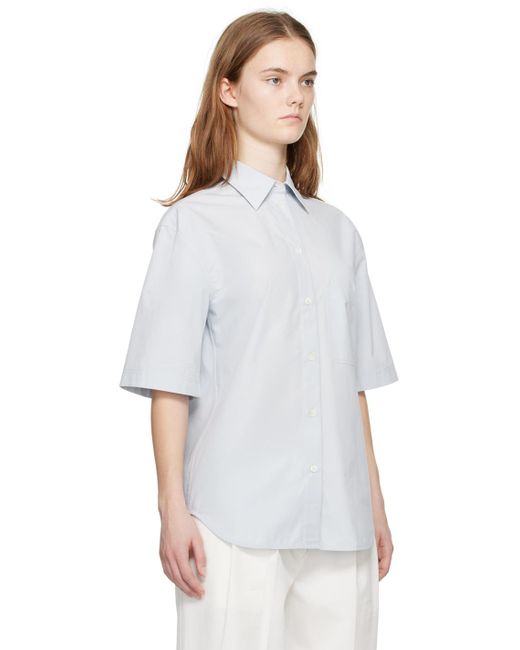Chemise bleue à poche plaquée Totême  en coloris White