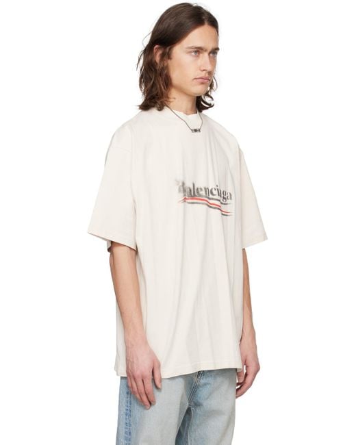 メンズ Balenciaga オフホワイト Political Stencil Tシャツ White