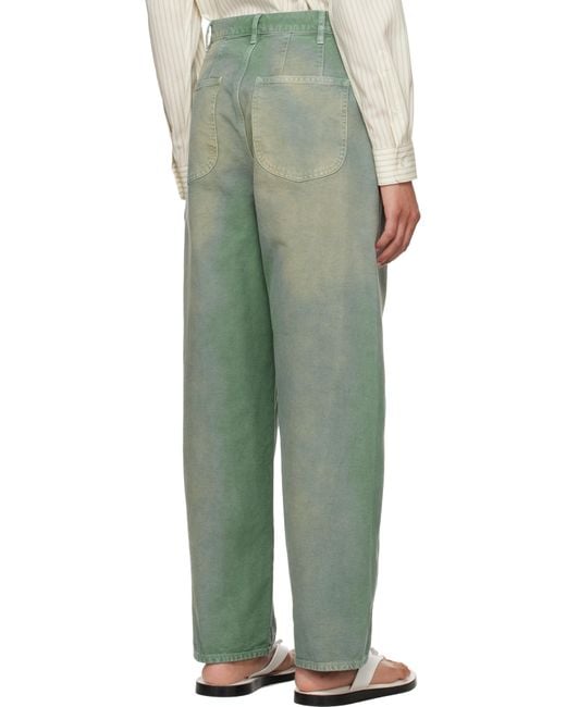 Auralee Green Organic Cotton Duck Trousers