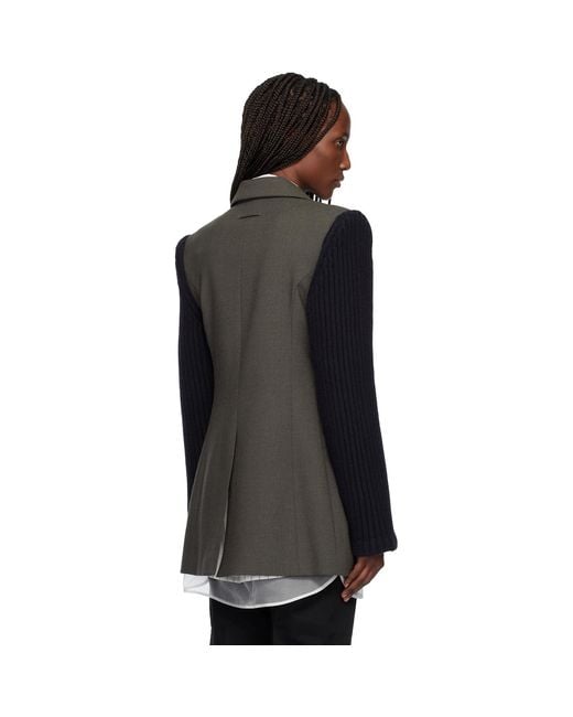 Jean Paul Gaultier Black Khaki & 'The Bi-Material Suit' Blazer