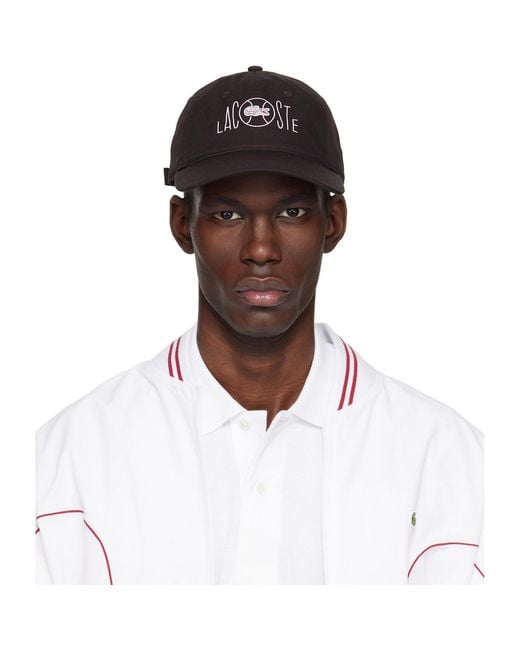 Lacoste White Printed Cotton Twill Cap for men