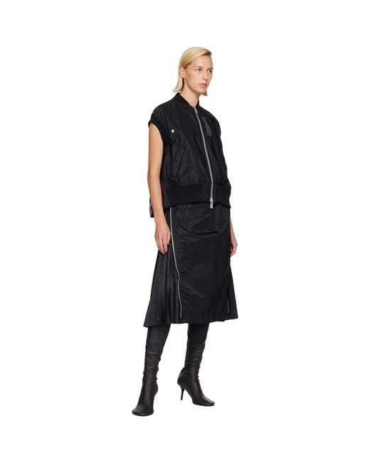 Sacai Black Nylon Twill Vest