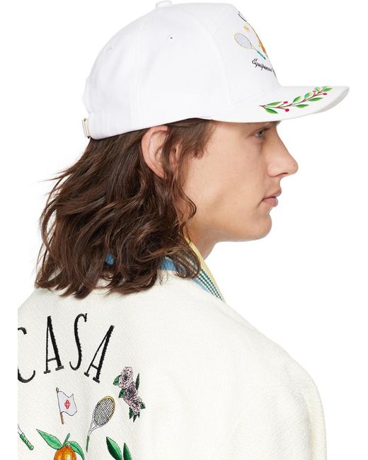 Casablancabrand White Laurel Embroidered Cap for men