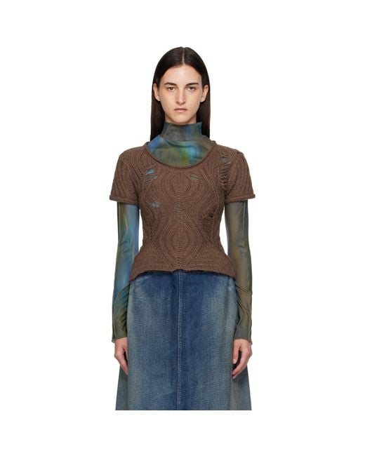 ANDERSSON BELL Blue Cap Sleeve Sweater Layered T-Shirt