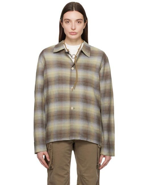 Our Legacy Multicolor Green & Brown Check Shirt