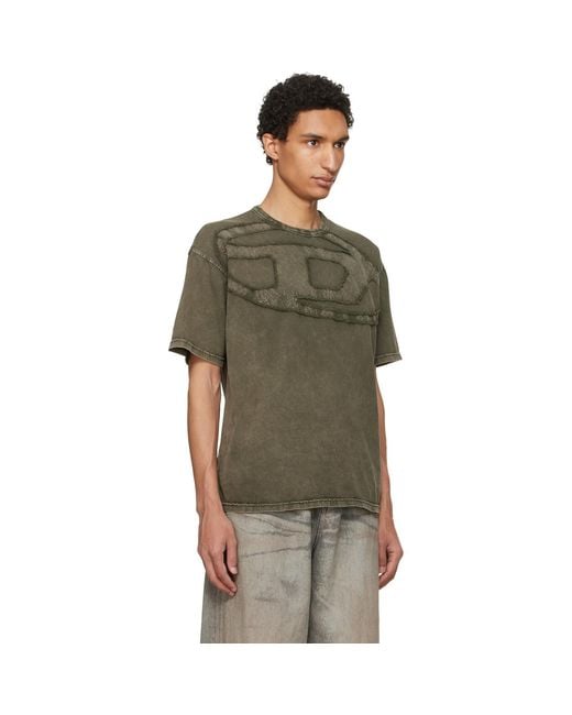 DIESEL Green Relaxed Cotton Oval D Applique T-Shirt for men