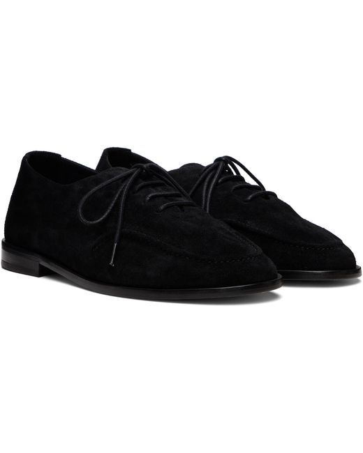 Hereu Black Juliol Lace Up Suede Loafers for men