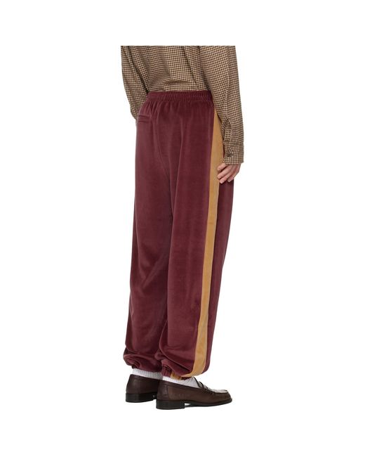 Needles Red Burgundy Side Line Sweatpants for men