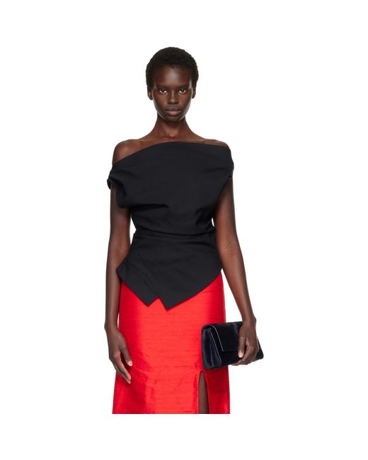 Rohe Red Off-shoulder Lapel Top