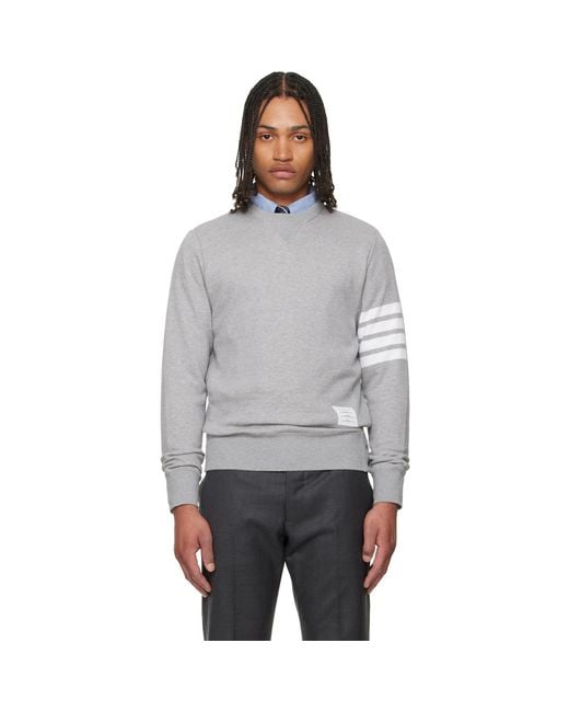 Thom Browne Gray Classic Loopback 4-Bar Sweatshirt for men