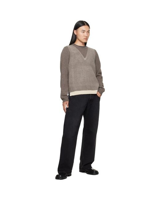 Maison Margiela Gray Fused Knit Wool Crewneck Sweater for men