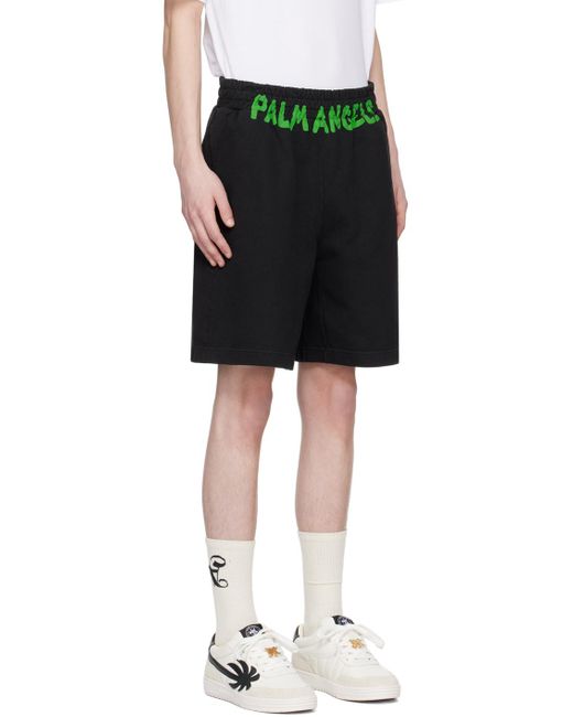Palm Angels Black Printed Shorts for men