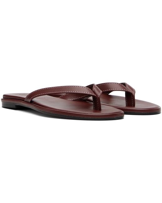 Aeyde Black Burgundy Melody Leather Thong Sandals