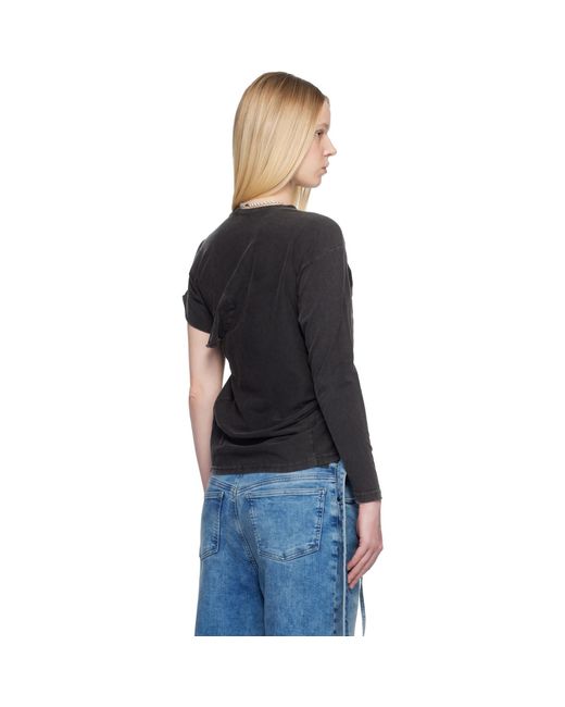 OTTOLINGER Black Shifted Sleeve Top