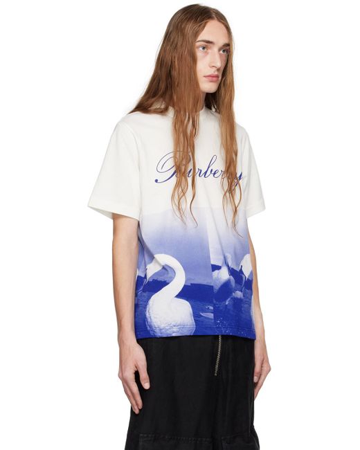 Burberry White & Blue Swan Print T-shirt for men