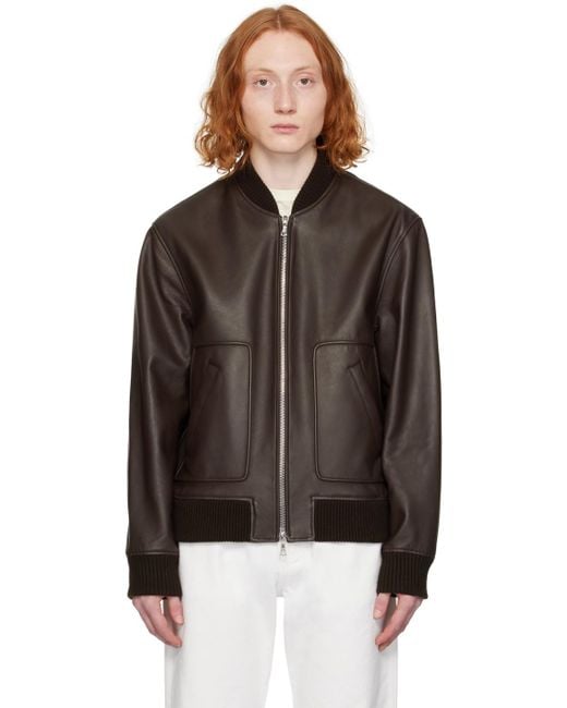 Officine Generale Black Cesar Leather Jacket for men