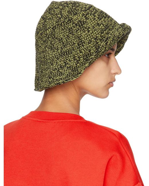Ganni Red Black & Green Crochet Bucket Hat