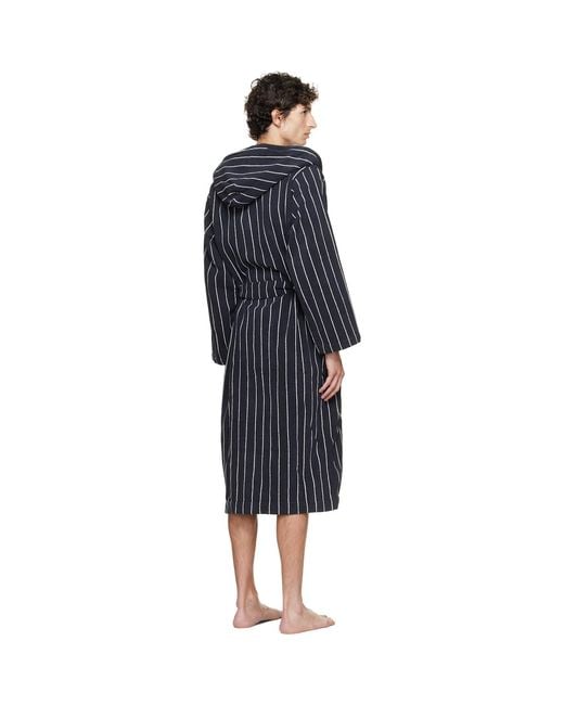 Tekla Blue Terry Hooded Bathrobe for men