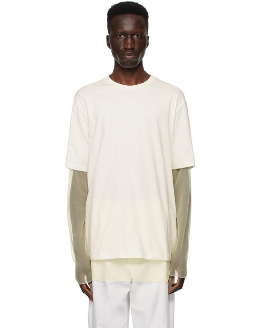 T-shirt à manches longues étagé blanc cassé Jil Sander pour homme en coloris Black