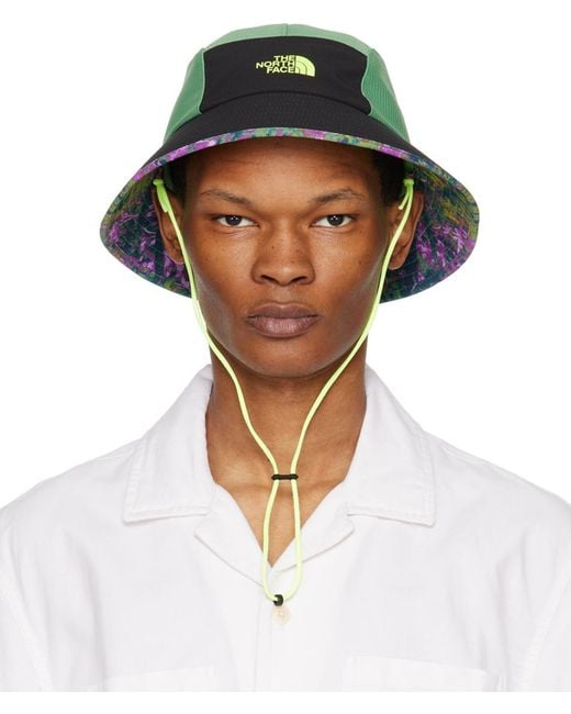 The North Face White Green & Black Tnf Run Bucket Hat for men
