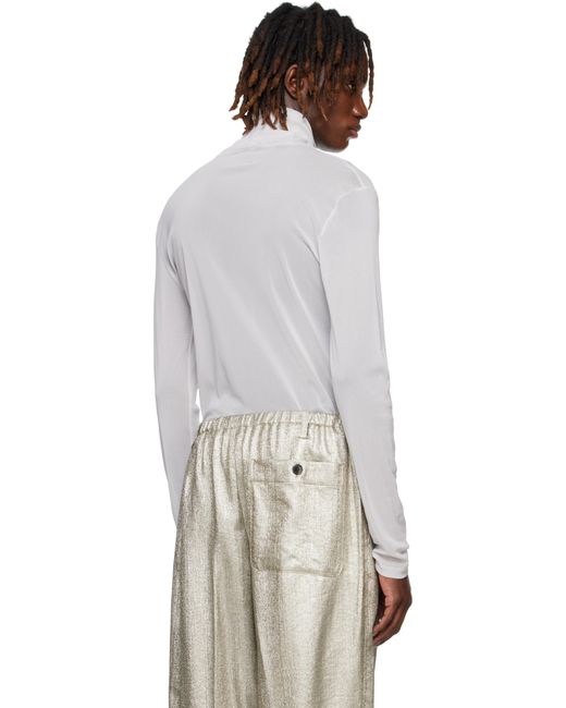 メンズ Dries Van Noten グレー メッシュ タートルネック Black