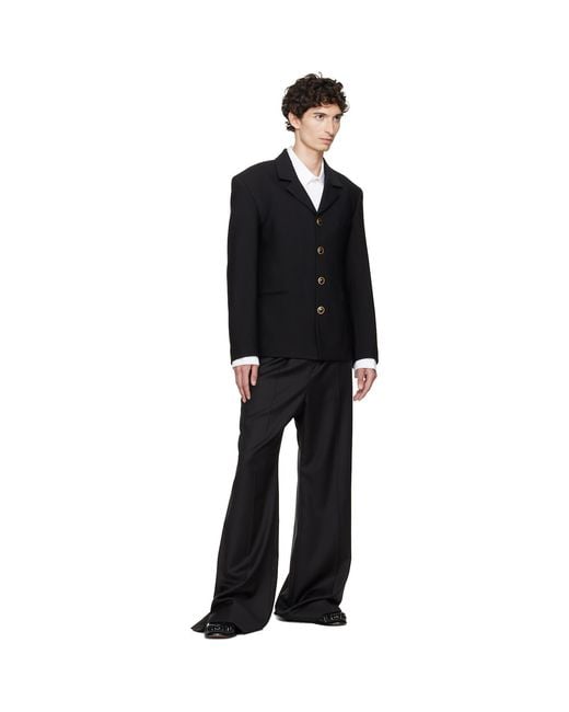 MARINE SERRE Black Tailored Wool Serge Blazer for men