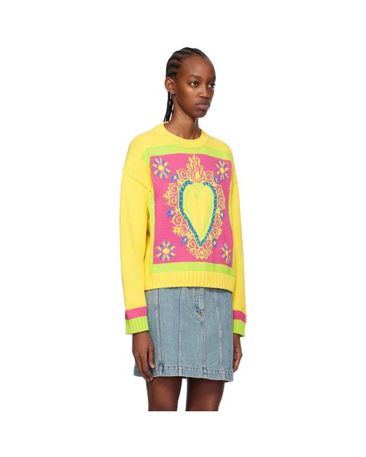 Moschino Orange Yellow Intarsia Sweater