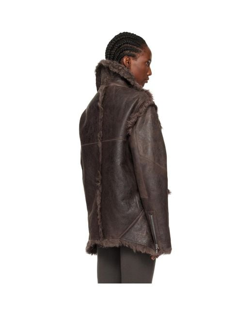 Rick Owens Brown Concordians Exploder Reversible Shearling Jacket