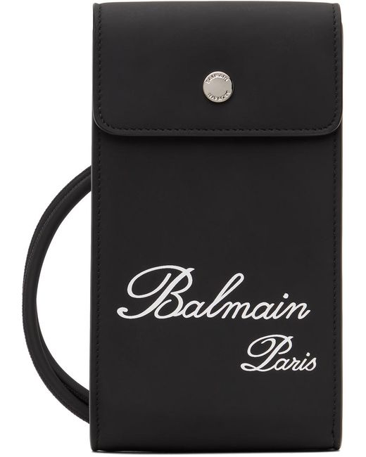 Balmain Black Faux-leather Pouch for men