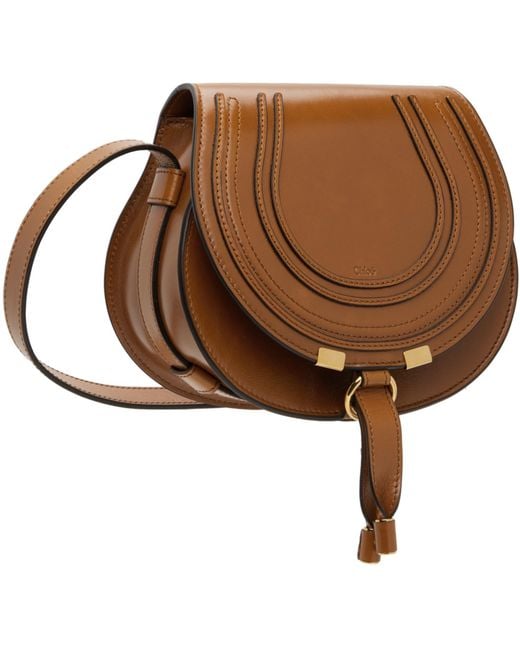 Chloé Brown Tan Small Shiny Marcie Saddle Bag