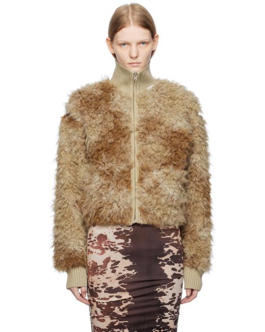 Acne Multicolor Brown & Beige Furry Faux-fur Jacket