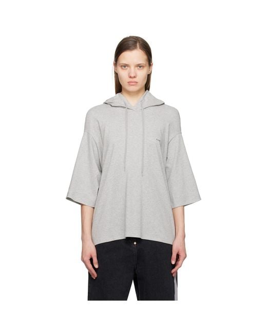Pushbutton Gray Square Half Sleeve Hoodie