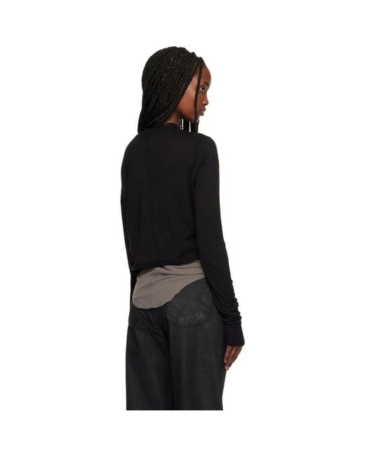 Rick Owens Black Temple Cropped Level Ls T-Shirt