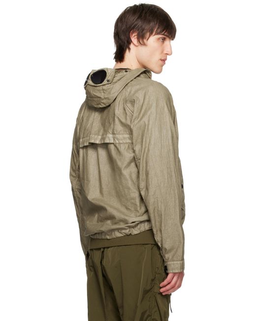 メンズ C P Company カーキ Lino Wax Goggle ジャケット Green