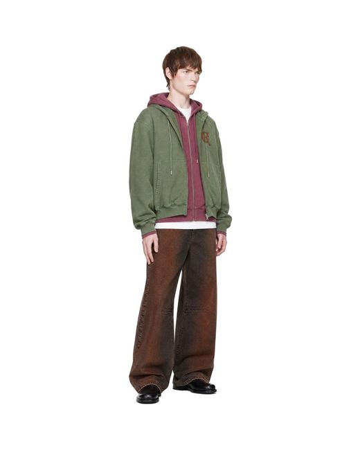 Egonlab Green Burgundy Double Hoodie for men