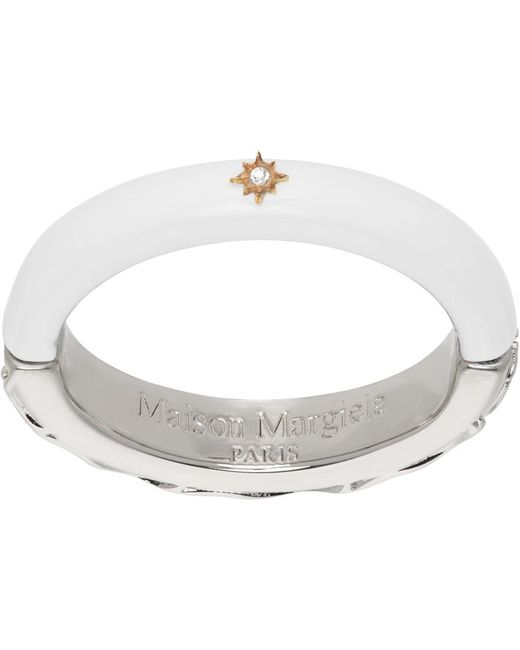 Maison Margiela Silver & White Enamel Ring for men