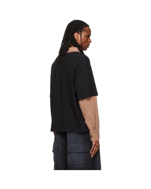 we11done Black 'Se11Done' Layered Long-Sleeve Polo for men